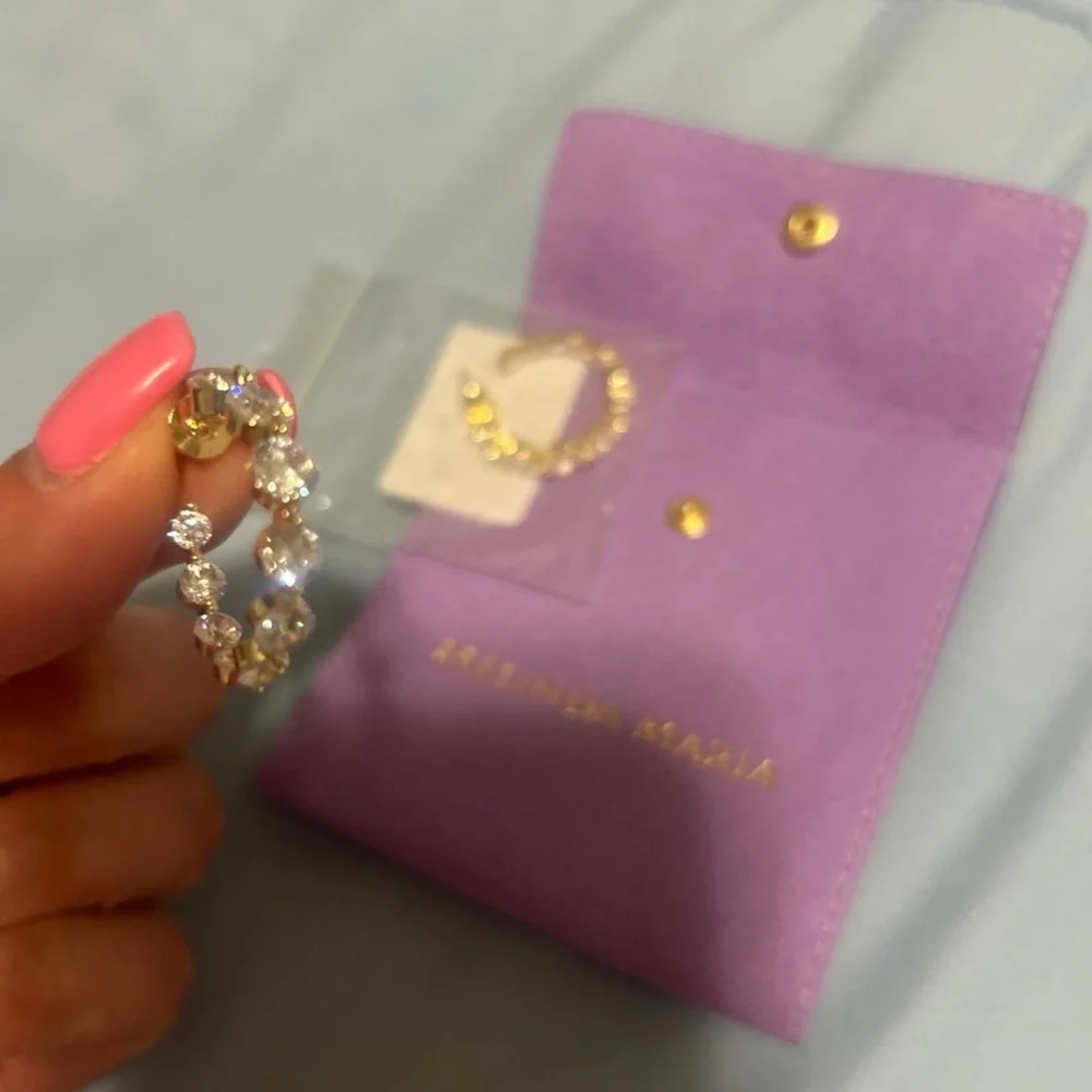 Melinda Maria Gold and Crystal Hoop Earrings - Picture 2 of 3